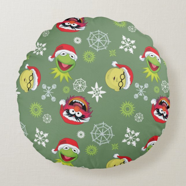 The Muppets | Merry Christmas Pattern Round Pillow (Front)