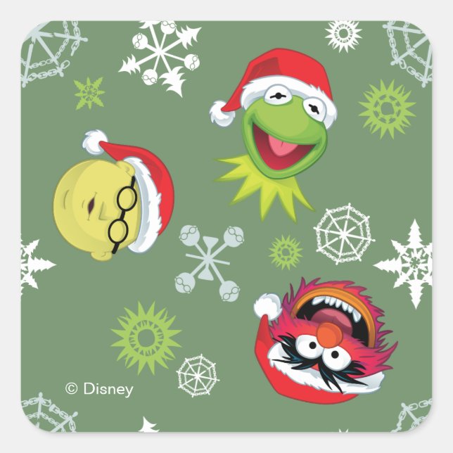 The Muppets | Merry Christmas Pattern Square Sticker (Front)