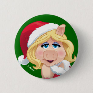 The Muppets   Miss Piggy Santa Claus 2 Inch Round Button