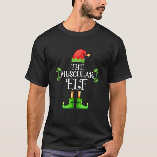 The Muscular Elf Matching Group Christmas T-Shirt (Front)