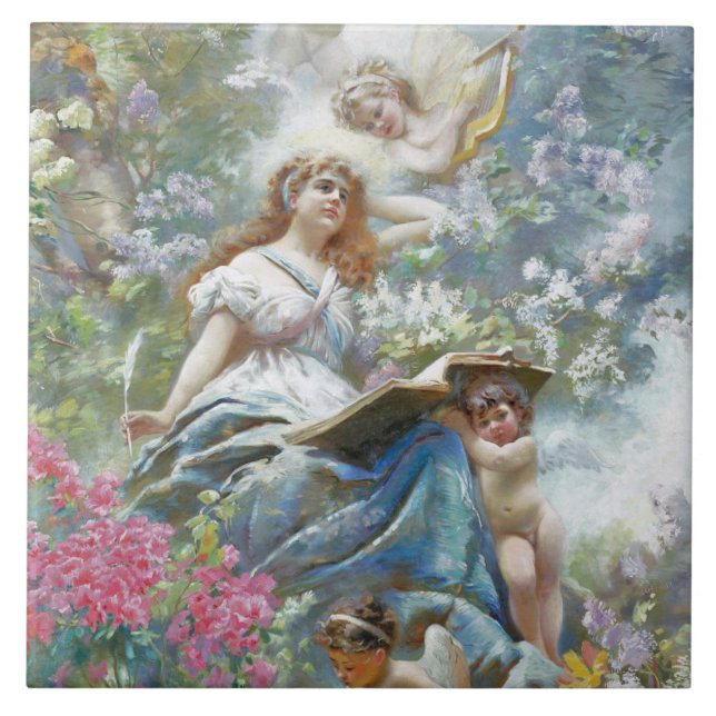 The Muse of Poesie (by Konstantin Makovsky) Tile (Front)