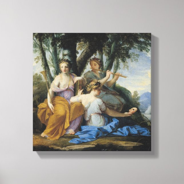 The Muses, Clio, Euterpe and Thalia, c.1652-55 Canvas Print (Front)