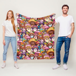 The Mushroom Family Fleece Blanket