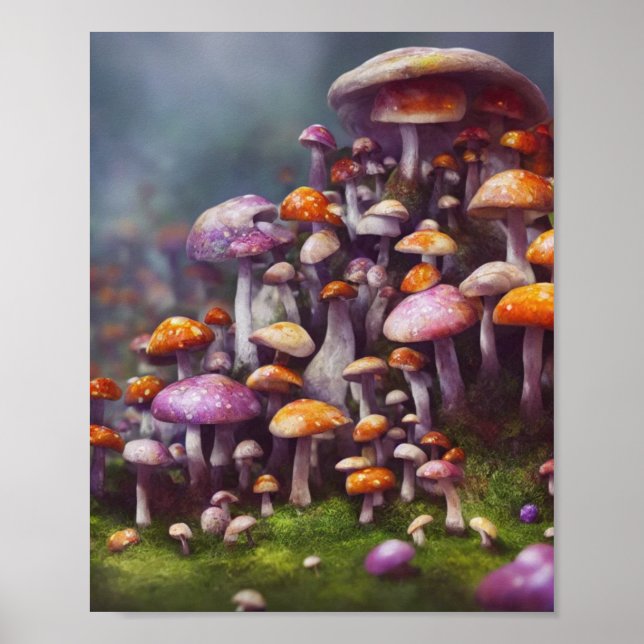 The Mushroom Patch Digital Art Poster (Front)