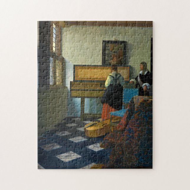 The Music Lesson, 1662-1663 by Johannes Vermeer Jigsaw Puzzle (Vertical)