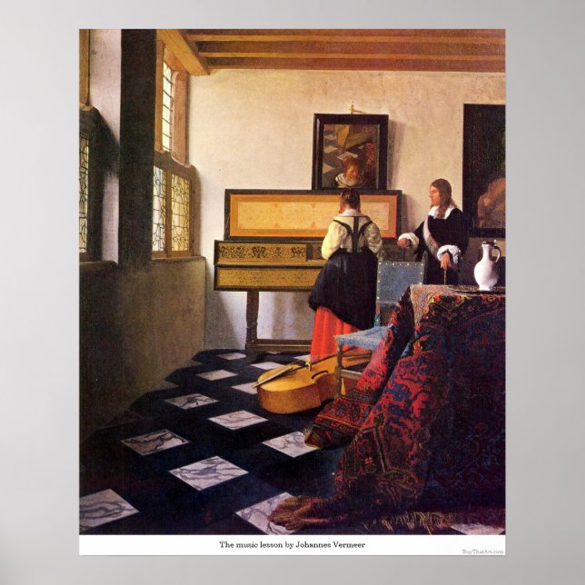 The music lesson by Johannes Vermeer Poster (Front)