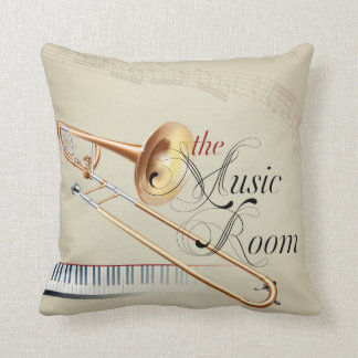 the Music Room Trombone Throw Pillow