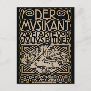 The Musician by: Koloman Moser 1909 Postcard