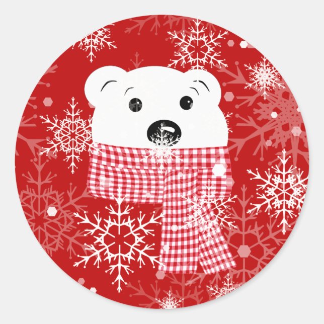 The muzzle of a polar bear, Christmas  Classic Round Sticker (Front)