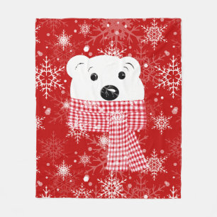 The muzzle of a polar bear, Christmas   Fleece Blanket