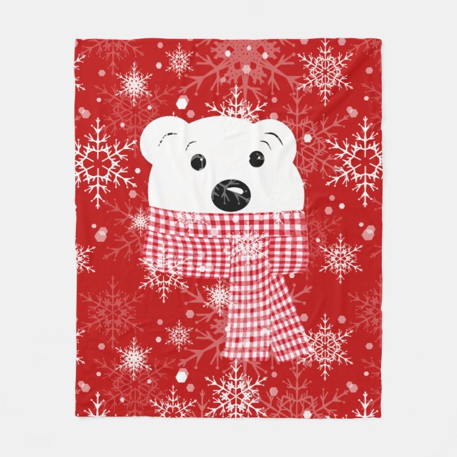 The muzzle of a polar bear, Christmas   Fleece Blanket (Front)