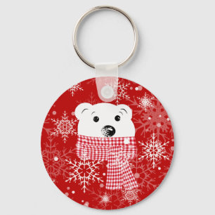 The muzzle of a polar bear, Christmas  Keychain