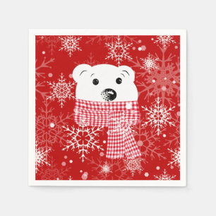 The muzzle of a polar bear, Christmas Napkin