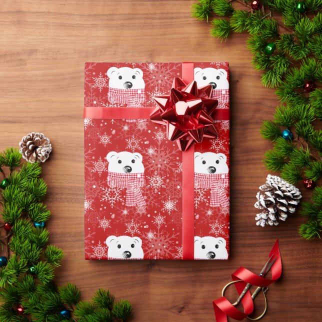 The muzzle of a polar bear, Christmas  Wrapping Paper (Holiday Gift)