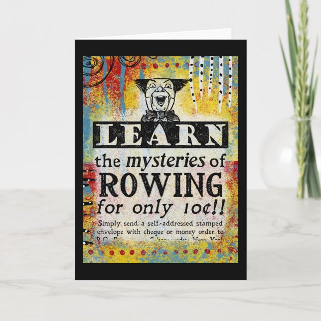 The Mysteries of Rowing - Funny Vintage Ad Card (Front)