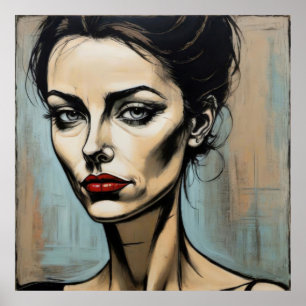 The mysterious elegance with sparkling lips poster