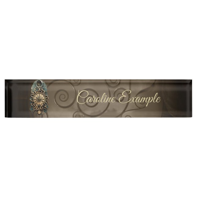 The mysterious steampunk movement nameplate (Front)