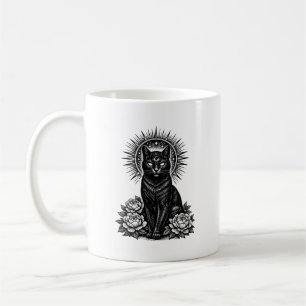 The Mystic Feline - Third Eye Cat Woodcut Coffee Mug