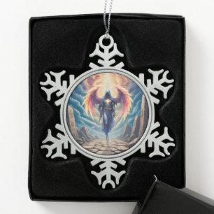 The Mystic Guardian of Hope Snowflake Pewter Christmas Ornament