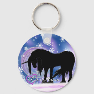 The Mystical Black Unicorn (Let It Snow) Keychain