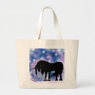 The Mystical Black Unicorn (Let It Snow) Large Tote Bag