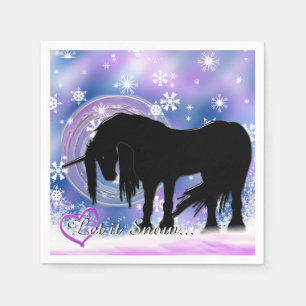 The Mystical Black Unicorn (Let It Snow) Napkin