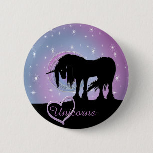 The Mystical Black Unicorn (Pastel Swirl) 2 Inch Round Button