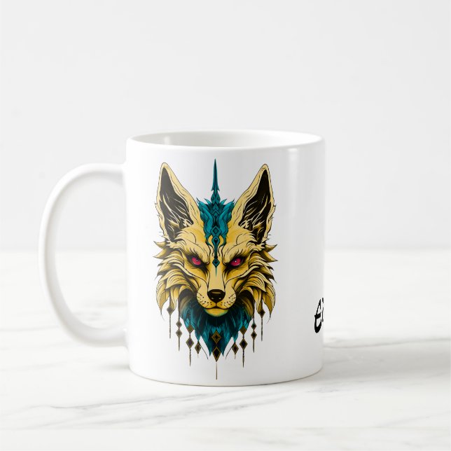 The mystical fox head, noble and mysterious.  coffee mug (Left)