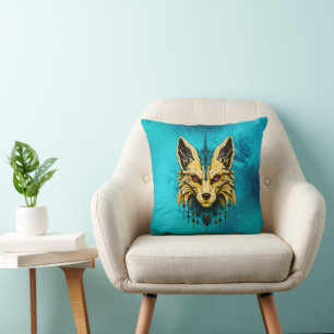 The mystical fox head, noble and mysterious. throw pillow