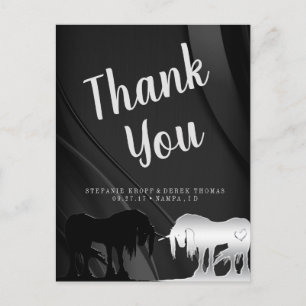 The Mystical Unicorn Thank You (black swirl) Postcard