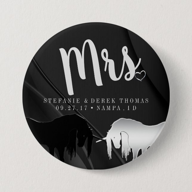 The Mystical Unicorn Wedding (Mrs) 3 Inch Round Button (Front)