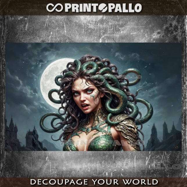 The myth of Medusa in moonlight with her snakes Tissue Paper (Creator Uploaded)