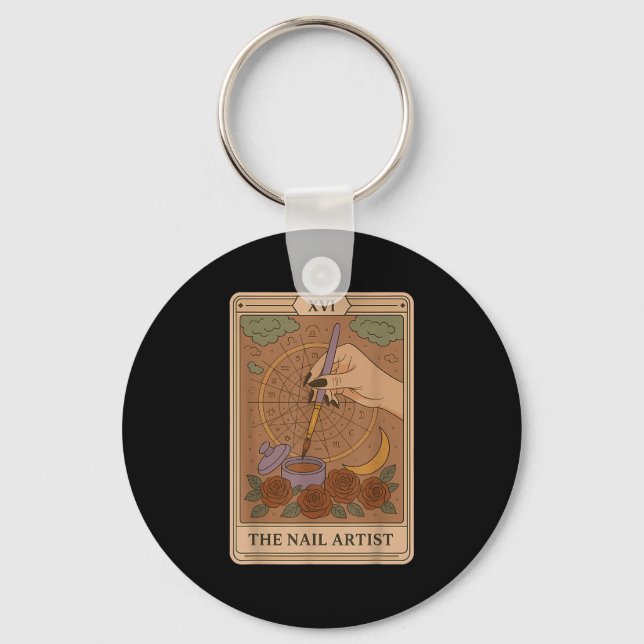 The Nail Artist Tarot Card Mystical Nail Tech Zodi Keychain (Front)