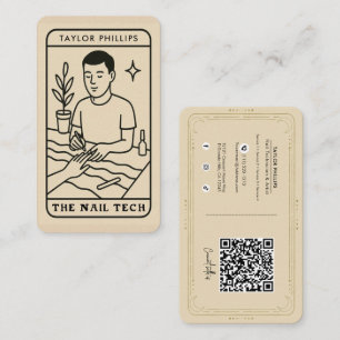 The Nail Tech Male Mystical Tarot Social Media QR Business Card
