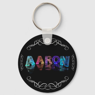 The Name Aaron in 3D Lights (Photograph) Keychain