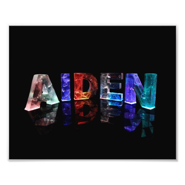The Name Aiden in 3D Lights Photo Print (Front)