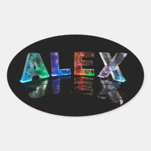 The Name Alex in Lights Oval Sticker
