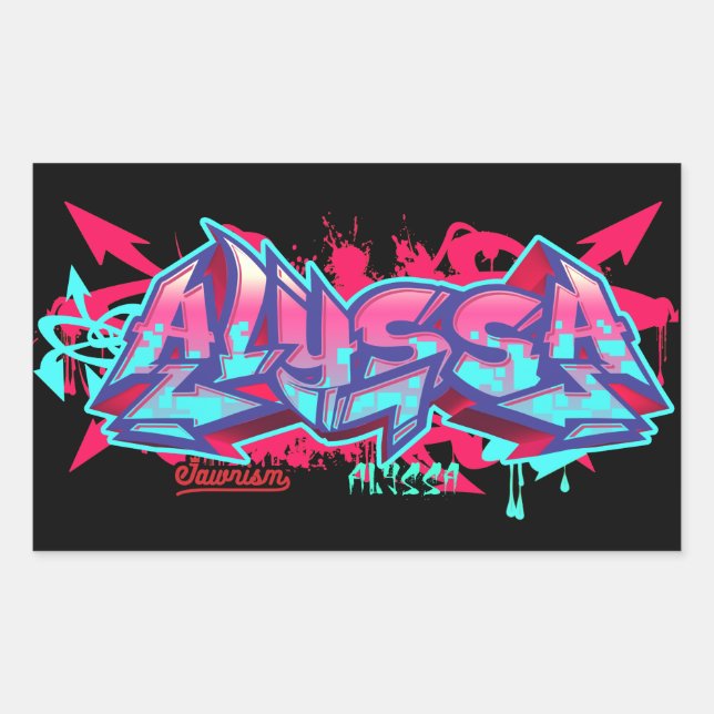 The name Alyssa in graffiti-Rectangle Stickers (Front)