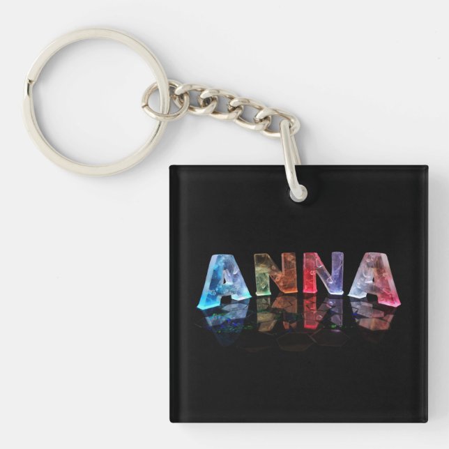 The Name Anna in Coloured Lights Keychain (Front)