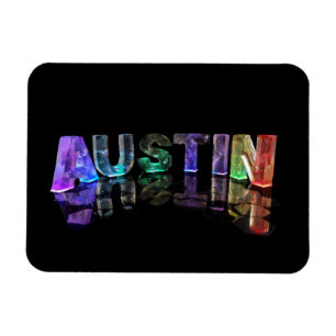 The Name Austin in 3D Lights Magnet