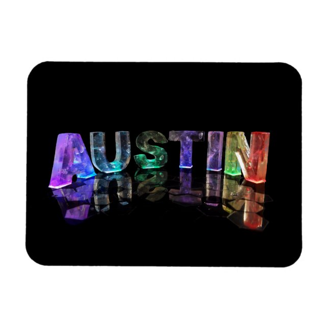 The Name Austin in 3D Lights Magnet (Horizontal)