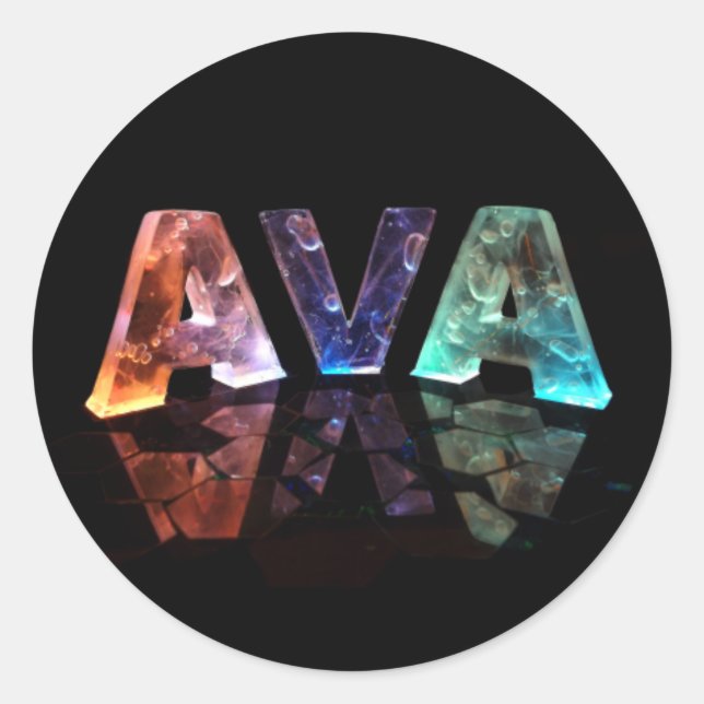The Name Ava in 3D Lights Classic Round Sticker (Front)