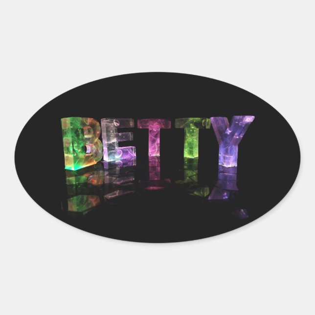 The Name Betty in 3D Lights Oval Sticker (Front)