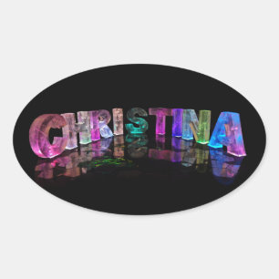 The Name Christina in Fancy Letters Oval Sticker