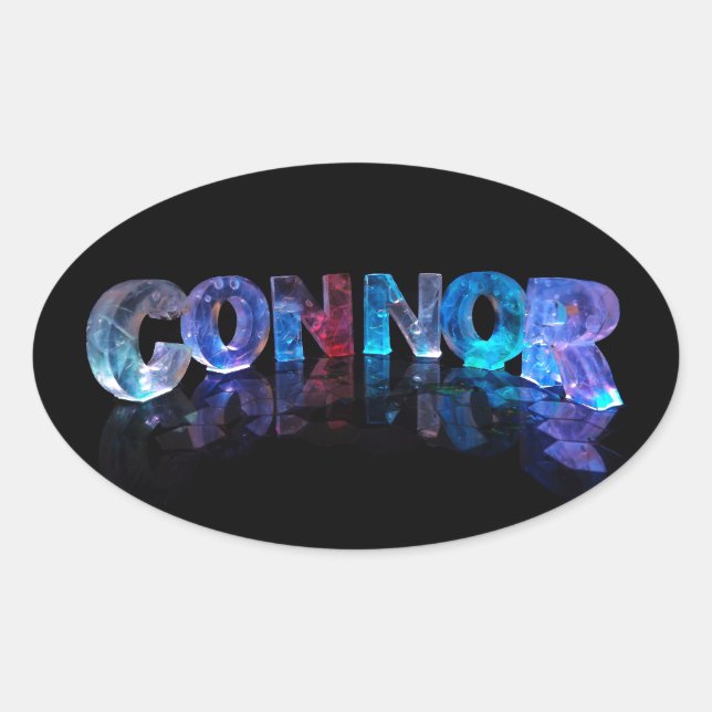 The Name Connor in 3D Lights Oval Sticker (Front)