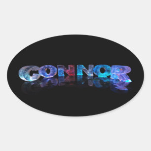 The Name Connor in 3D Lights Oval Sticker