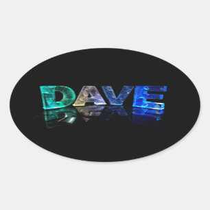 The Name Dave in 3D Lights (Photograph) Oval Sticker