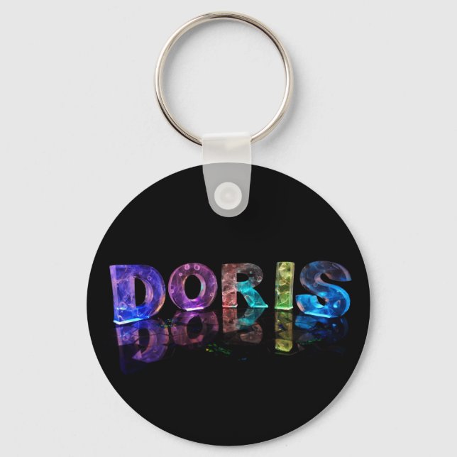 The Name Doris in 3D Lights (Photograph) Keychain (Front)