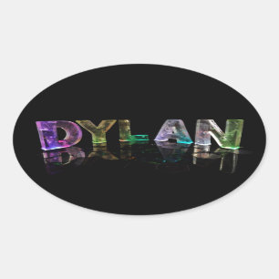 The Name Dylan in 3D Lights (Photograph) Oval Sticker