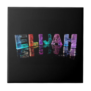 The Name Elijah in 3D Lights (Photograph) Tile